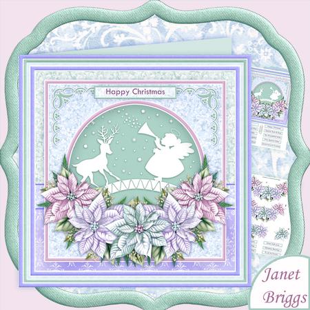 Christmas Angel Reindeer & Poinsettia 8x8 Decoupage Mini Kit
