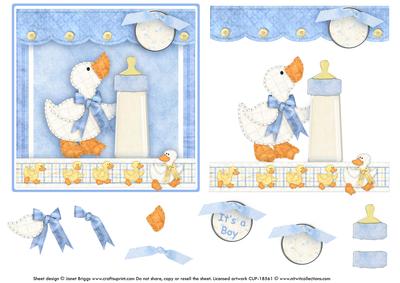 Baby Boy - Cute Duckling - Topper & Decoupage