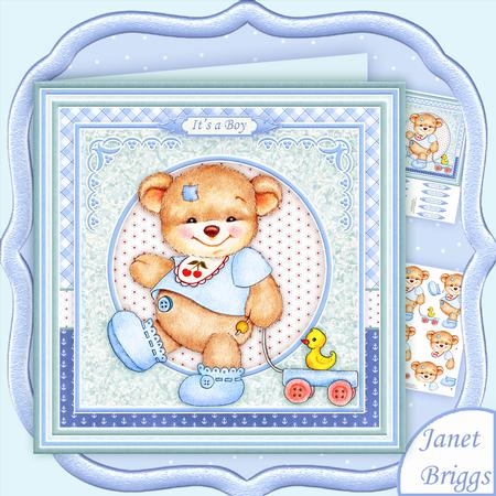Baby Boy Bear & Duck 8x8 Decoupage Mini Kit
