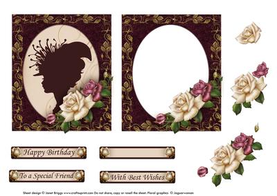 Vintage Lady Rose Silhouette Decoupage