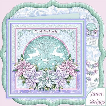 Merry Christmas Reindeer & Poinsettia 8x8 Decoupage Mini Kit