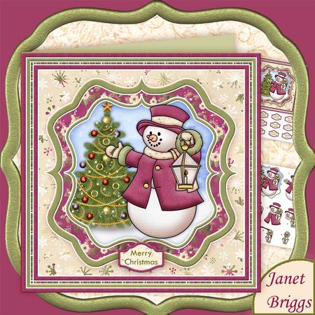 Christmas Snowman & Lantern 7.5 Decoupage Mini Kit