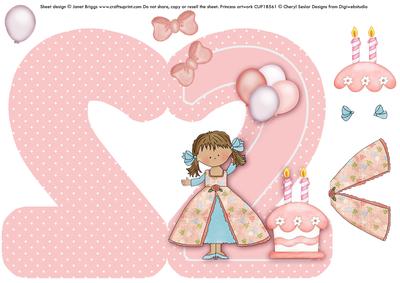 2 Today Little Princess Birthday Shape Card