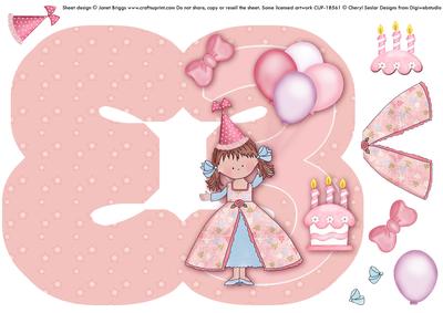 3 Today Little Princess Shaped Birthday Card