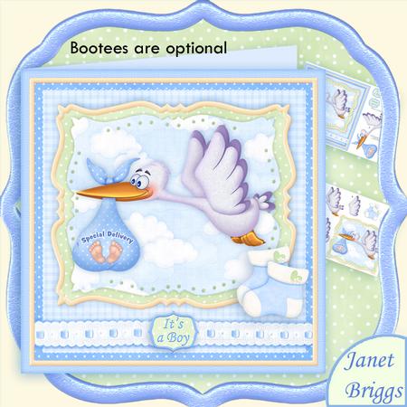 Baby Boy Special Delivery Stork 8x8 Decoupage Mini Kit