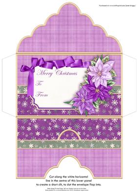 Lilac Poinsettia Christmas Money Wallet Voucher Envelope