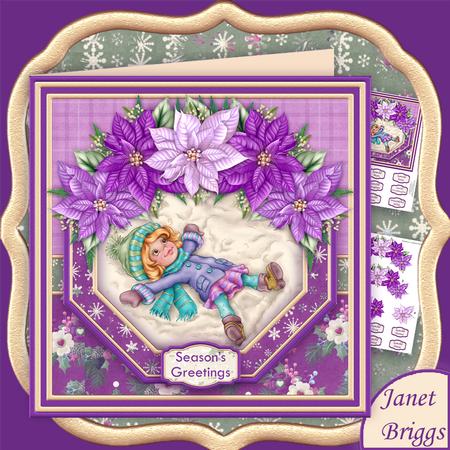 Snow Angel & Poinsettia Christmas 7.5 Decoupage Mini Kit