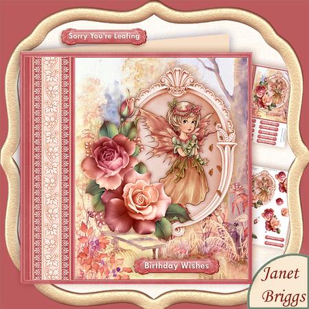 Autumn Fairy Birthday, Leaving, 8x8 Decoupage Mini Kit