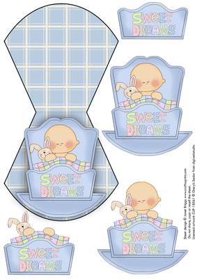 New Baby Boy in Cradle Wobble Card