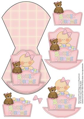 New Baby Girl in Cradle Wobble Card
