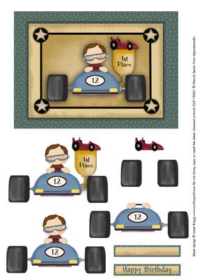 Motor Racing Car Topper & Decoupage