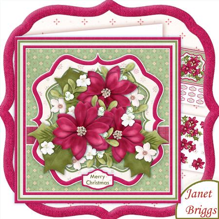 Pink Poinsettia Bouquet Christmas 7.5 Decoupage Mini Kit