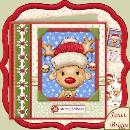 Jolly Reindeer Cheers 8x8 Christmas Decoupage Mini Kit