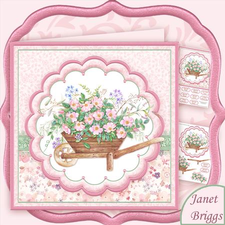 Wheelbarrow Blossoms 8x8 Decoupage Mini Kit