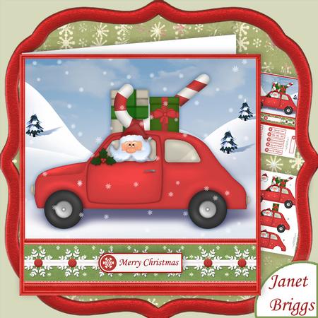 Santa's Car Christmas 7.5 Decoupage Mini Kit