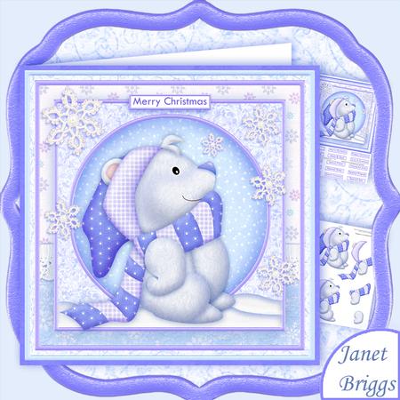 Polar Bear Cub Christmas 8x8 Decoupage Mini Kit
