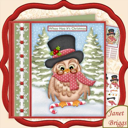 Christmas Top Hat Owl 7.5 Decoupage Mini Kit
