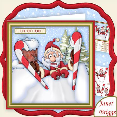 Oh Oh Oh Ski Jump Santa Christmas 7.5 Decoupage Mini Kit
