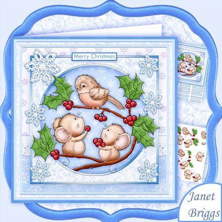 Pass the Parcel Mice & Robin 8x8 Decoupage Mini Kit