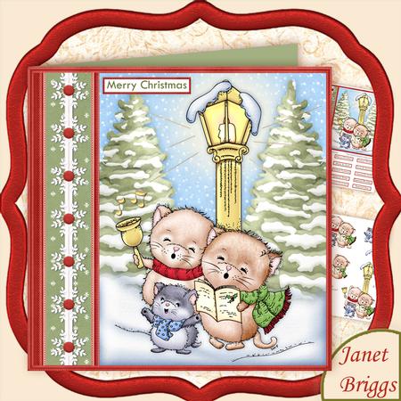 Pussy Cat Carols Christmas 7.5 Decoupage Mini Kit