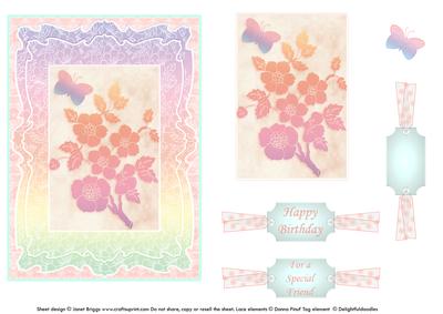 Lace Flowers & Butterfly Quick Card