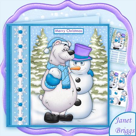 Polar Bear & Snowman Pals Christmas 7.5 Decoupage Mini Kit