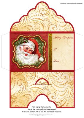Christmas Money Wallet Vintage Jolly Santa