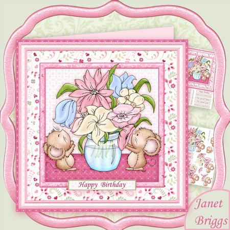 Little Mice Blooms 8x8 Decoupage Mini Kit Various Occasions