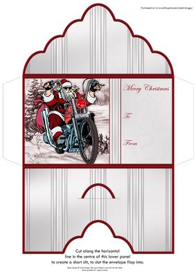 Christmas Money Wallet Biker Santa