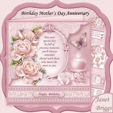 All Occasions Verse & Dusky Pink Roses 8x8 Decoupage Mini Ki
