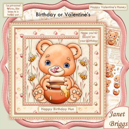 Bees to the Honey Pot 8x8 Birthday Valentines Mini Kit
