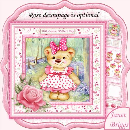 Rosie Bear 8x8 Birthday, Mothers Day, Valentines Mini Kit