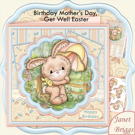 Brolly Bunny 7.5 Decoupage Mini Kit All Occasions