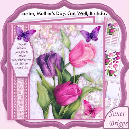 Pink Tulips 7.5 Decoupage Mini Kit All Occasions