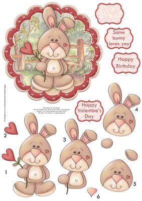 Bunny Love Card Topper & Decoupage Valentine's Day