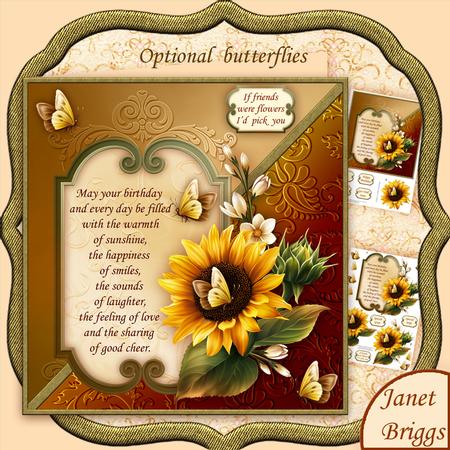 Sunflower & Verse 8x8 Birthday Decoupage Mini Kit