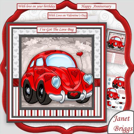 Love Bug 8x8 Decoupage Mini Kit Valentines Anniversary Etc