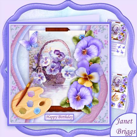 Artists Canvas Pansies 7.5 Decoupage Mini Kit