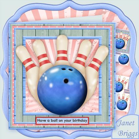 Bowling Have a Ball on Your Birthday 7.5 Decoupage Mini Kit