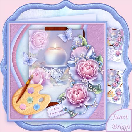 Artist's Canvas Candle & Roses 7.5 Decoupage Mini Kit