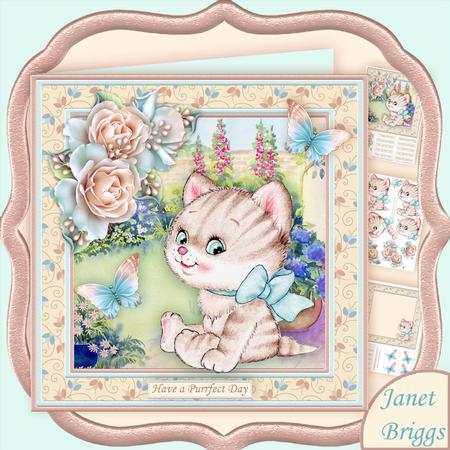 Kitten in the Garden 8x8 Decoupage Mini Kit