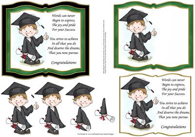 Graduation Boy Green Book Topper and Decoupage