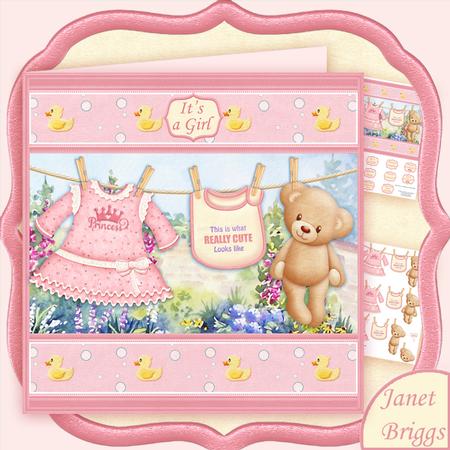 Baby Girl Washing Line 7.5 Decoupage Mini Kit