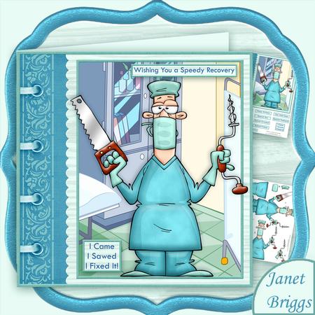 I Came I Sawed I Fixed It Get Well Decoupage Mini Kit