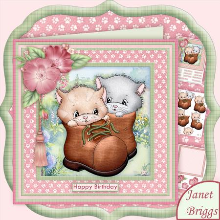 Kitten Boots 8x8 Cats Decoupage Mini Kit