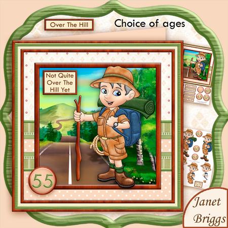 Over the Hill Hiker 8x8 Decoupage Mini Kit with Ages