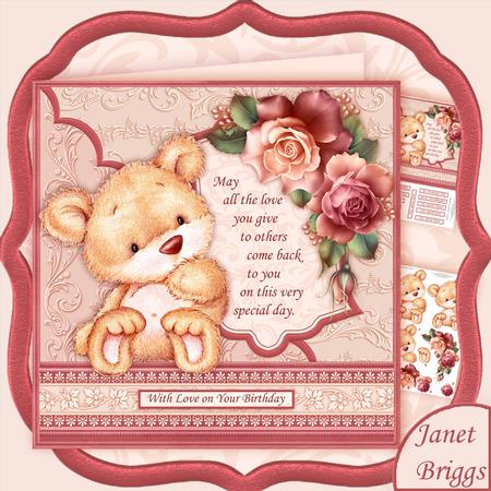 Bear with Roses & Verse 8x8 Decoupage Mini Kit