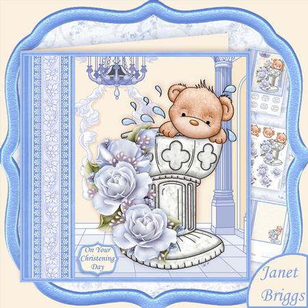 Baptism Bear Christening Day Boy Decoupage Mini Kit