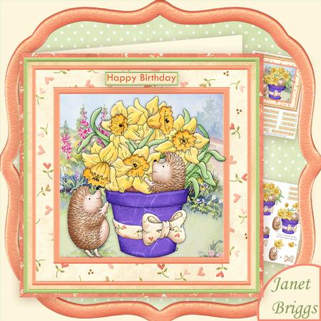 Daffodil Hedgehogs 7.5 All Occasions Decoupage Mini Kit