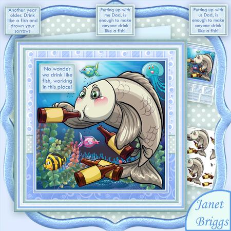 No Wonder We Drink Like Fish 8x8 Decoupage Mini Kit